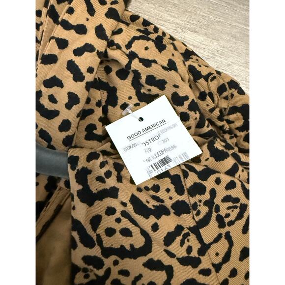 New Good American Wrap Dress Women's Size 1 Small Leopard Print Long Sleeve - Picture 4 of 8